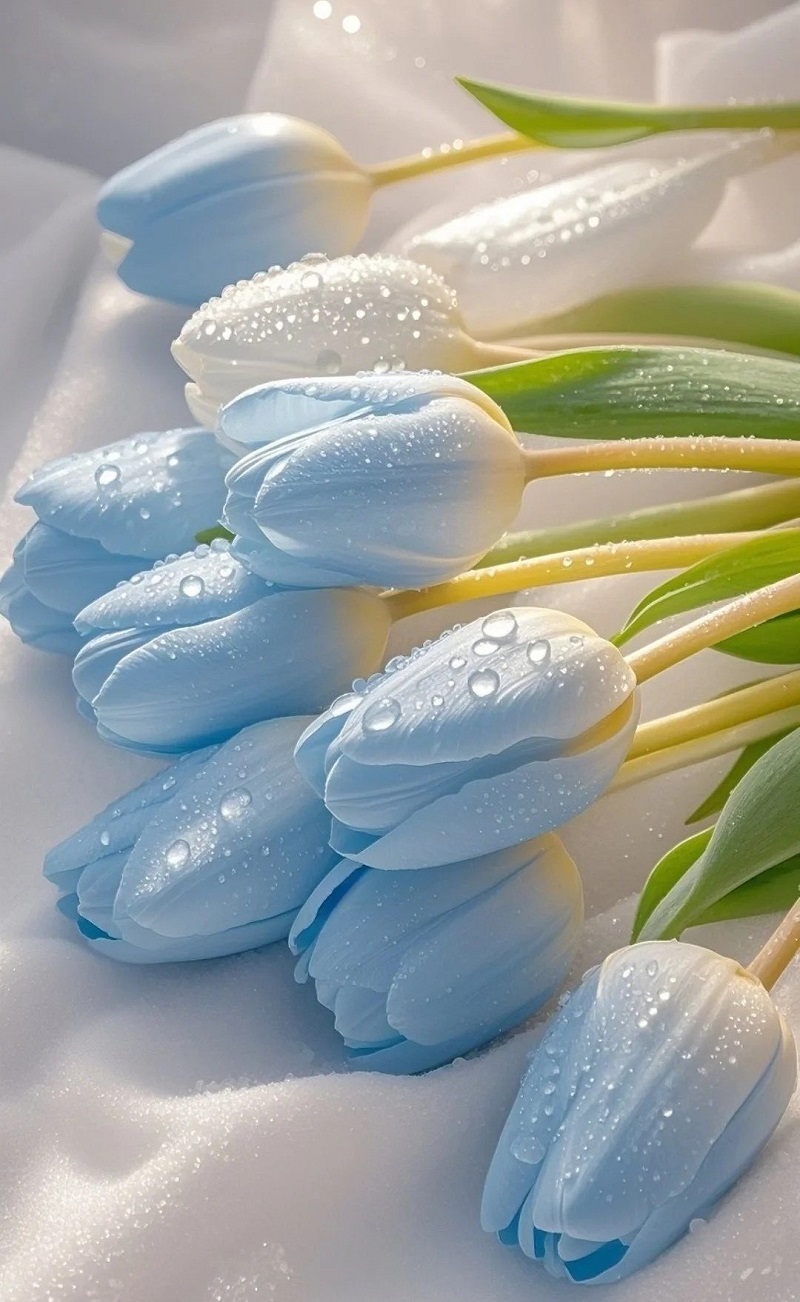 hình nền hoa tulip xanh dương
