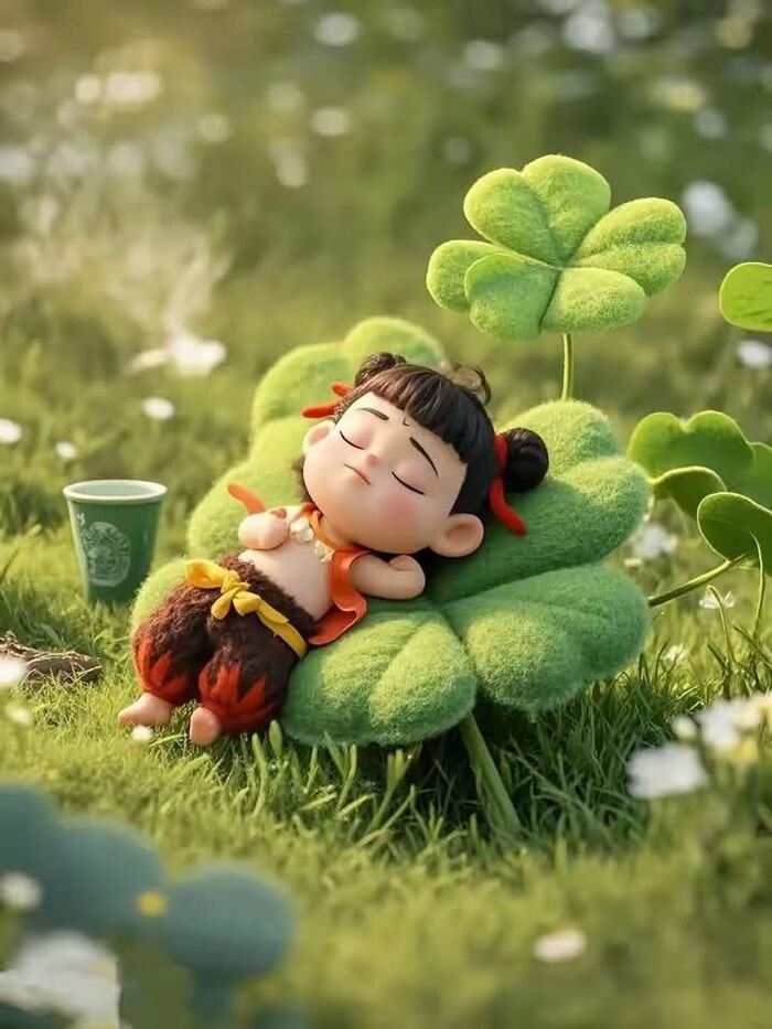 hình nền cỏ 4 lá 3d full